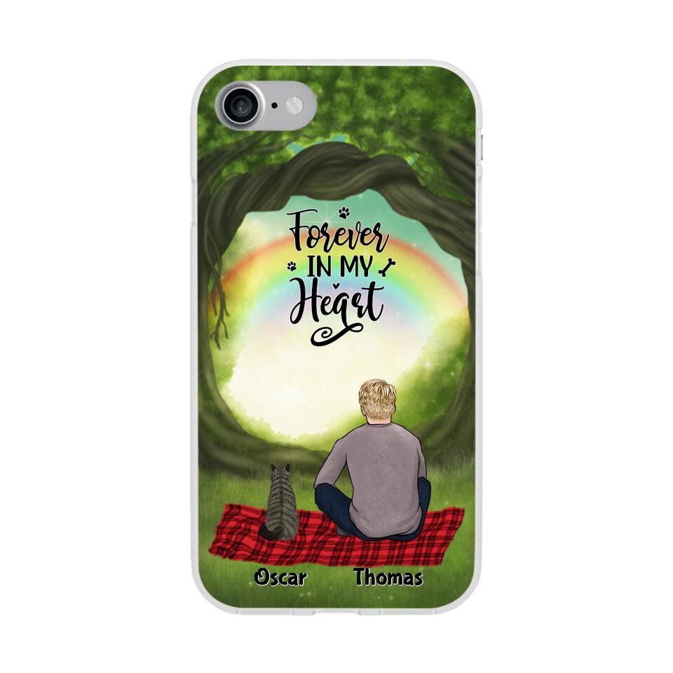 Chilling Man and Cats Personalized Phone Case for iPhone - Name, Skin, Hair, Cat, Background, Quote can be customized - Giftymize™️