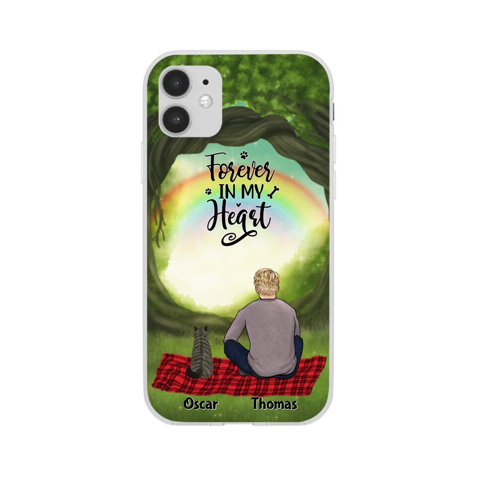 Chilling Man and Cats Personalized Phone Case for iPhone - Name, Skin, Hair, Cat, Background, Quote can be customized - Giftymize™️