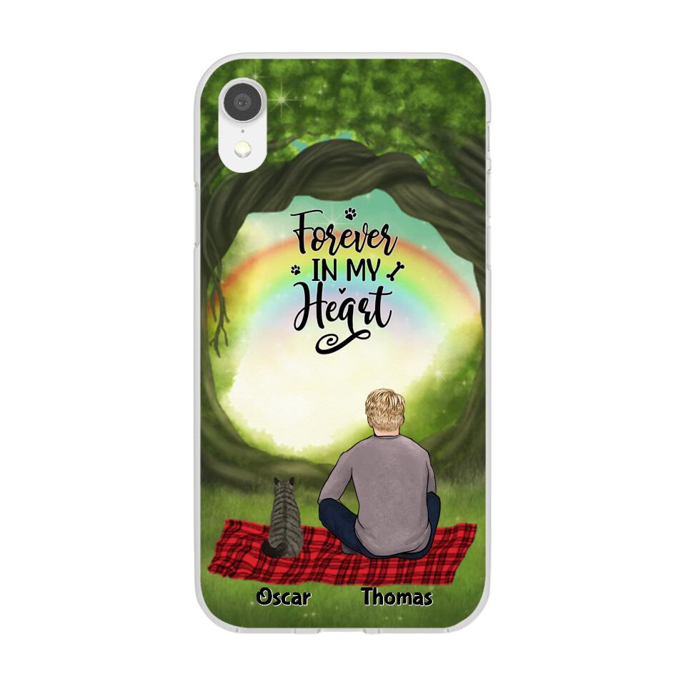 Chilling Man and Cats Personalized Phone Case for iPhone - Name, Skin, Hair, Cat, Background, Quote can be customized - Giftymize™️