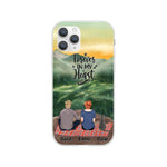 Chilling Man and Woman and Cats Personalized Phone Case for iPhone - Name, Skin, Hair, Cat, Background, Quote can be customized - Giftymize™️