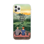 Chilling Man and Woman and Cats Personalized Phone Case for iPhone - Name, Skin, Hair, Cat, Background, Quote can be customized - Giftymize™️