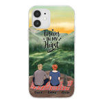 Chilling Man and Woman and Cats Personalized Phone Case for iPhone - Name, Skin, Hair, Cat, Background, Quote can be customized - Giftymize™️