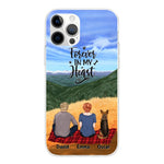 Chilling Couple and Dogs Personalized Phone Case for iPhone - Name, Skin, Hair, Dog, Background, Quote can be customized - Giftymize™️