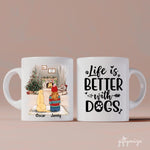 Girl and Dogs Christmas Personalized Mug - Name, skin, hair, dog, background, quote can be customized - Giftymize™️