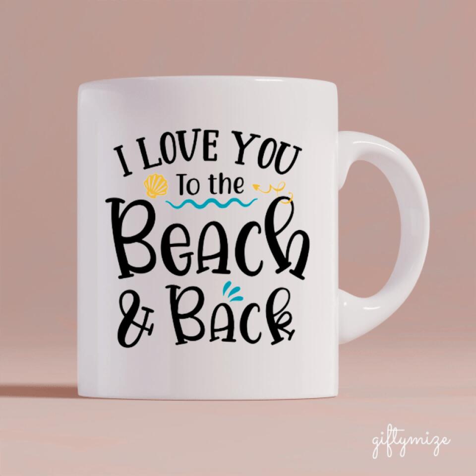 Beach Couple & Dogs Personalized Mug - Name, skin, hair, dog, background, quote can be customized - Giftymize™️