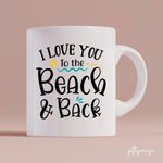 Beach Couple & Dogs Personalized Mug - Name, skin, hair, dog, background, quote can be customized - Giftymize™️