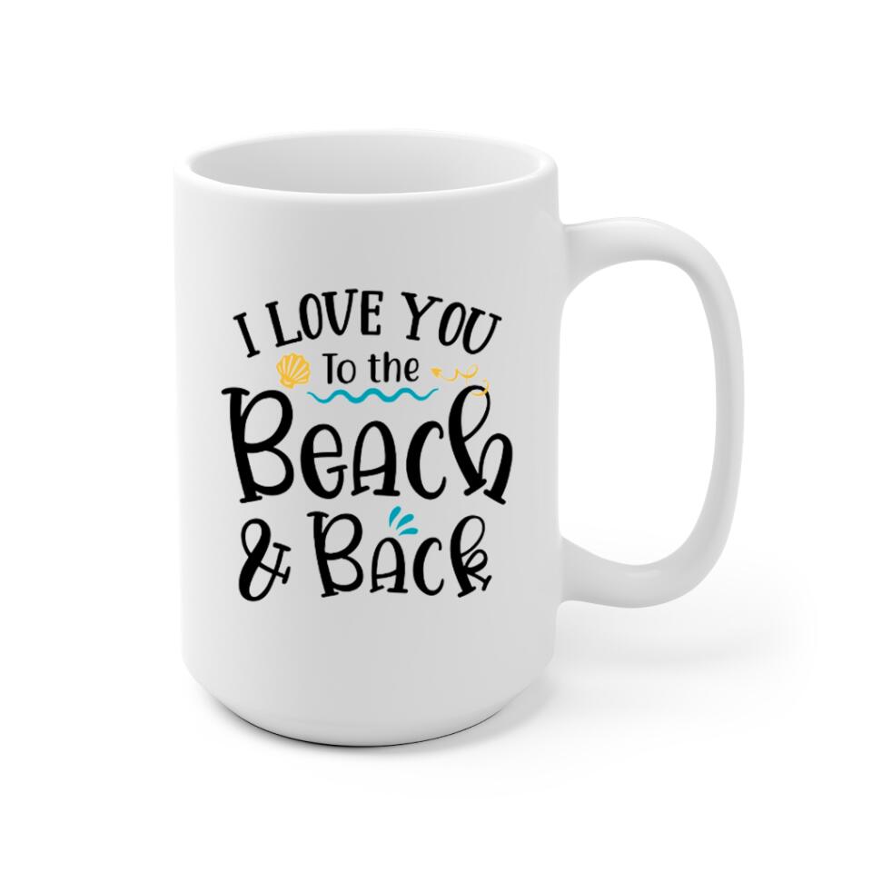 Beach Couple & Dogs Personalized Mug - Name, skin, hair, dog, background, quote can be customized - Giftymize™️