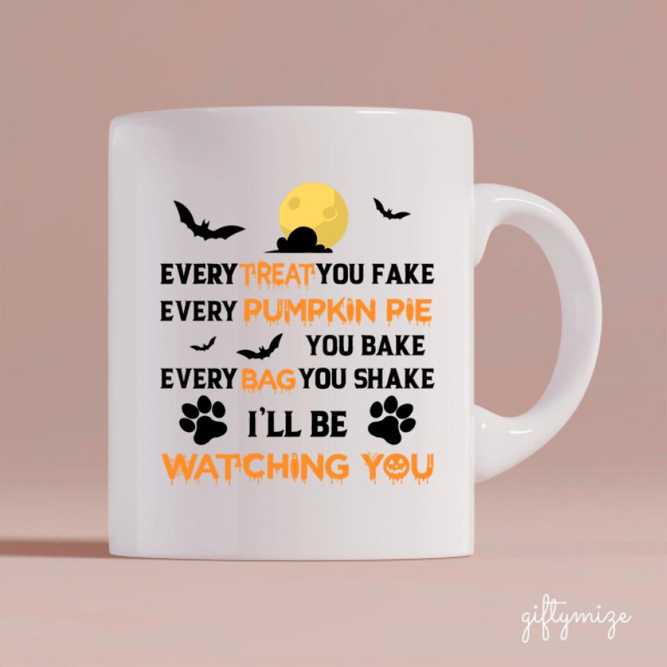 Halloween Girl and Dogs Personalized Mug - Name, skin, hair, dog, quote, background can be customized - Giftymize™️