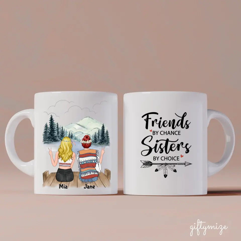 Hippie Friends Personalized Mug - Name, skin, clothes, accessories, quote, background can be changed - Giftymize™️