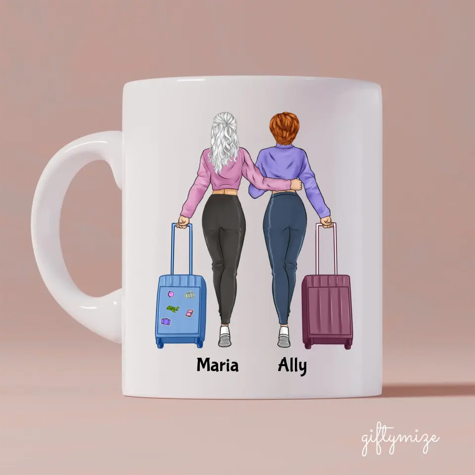 Travel Girls Personalized Mug - Name, skin, hair, quote can be customized - Giftymize™️