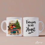 Man and Woman and Cats Christmas Personalized Mug - Name, skin, hair, cat, background, quote can be customized - Giftymize™️
