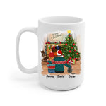 Man and Woman and Cats Christmas Personalized Mug - Name, skin, hair, cat, background, quote can be customized - Giftymize™️
