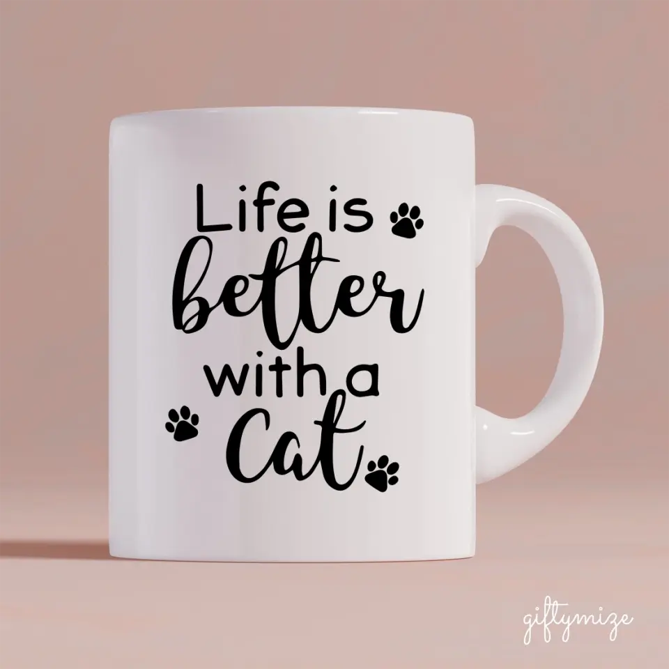 Girl and Cats Personalized Mug - Name, skin, hair, cat, background, quote can be customized - Giftymize™️
