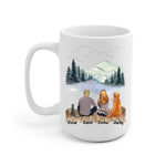 Man and Woman and Cats + Dogs Personalized Mug - Name, skin, hair, cat, background, quote can be customized - Giftymize™️