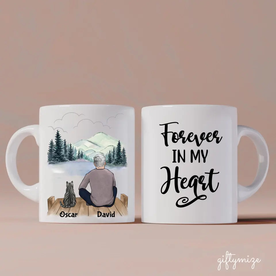 Father and Cats Personalized Mug - Name, skin, hair, cat, background can be customized - Giftymize™️