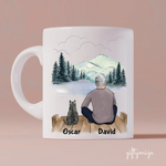 Father and Cats Personalized Mug - Name, skin, hair, cat, background can be customized - Giftymize™️