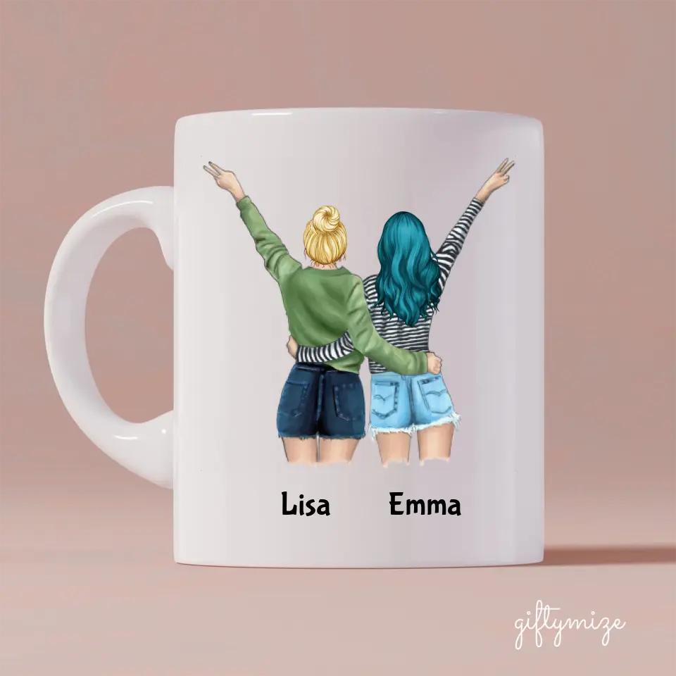 Best Friends Personalized Mug - Name, skin, hair, quote can be customized - Giftymize™️