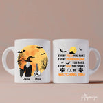Witch Girl and Cat Personalized Mug - Name, skin, hair, cat, quote, background can be customized - Giftymize™️