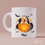 Halloween Dog and Pumpkin Personalized Mug - Name, dog, quote can be customized - Giftymize™️