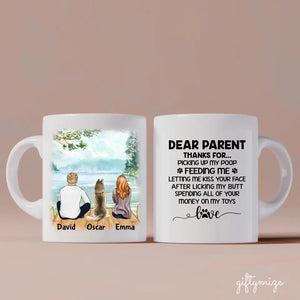 Dog Parent is awesome Personalized Mug - Name, skin, hair, dog, background, quote can be customized - Giftymize™️