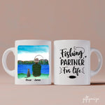 Fishing Man and Cat Personalized Mug - Name, skin, hair, cat, background, quote can be customized - Giftymize™️