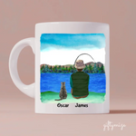 Fishing Man and Cat Personalized Mug - Name, skin, hair, cat, background, quote can be customized - Giftymize™️