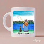 Fishing Woman and Cat Personalized Mug - Name, skin, hair, cat, background, quote can be customized - Giftymize™️