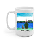 Fishing Man and Cat Personalized Mug - Name, skin, hair, cat, background, quote can be customized - Giftymize™️