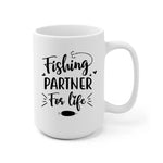 Fishing Couple with Cat and Dog Personalized Mug - Name, skin, hair, dog, cat, background, quote can be customized - Giftymize™️