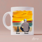 Man and Cats Personalized Mug - Name, skin, hair, cat, background, quote can be customized