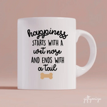 Female Couple With Beloved Dog & Cat Personalized Mug - Name, skin, hair, dog, cat, background, quote can be customized