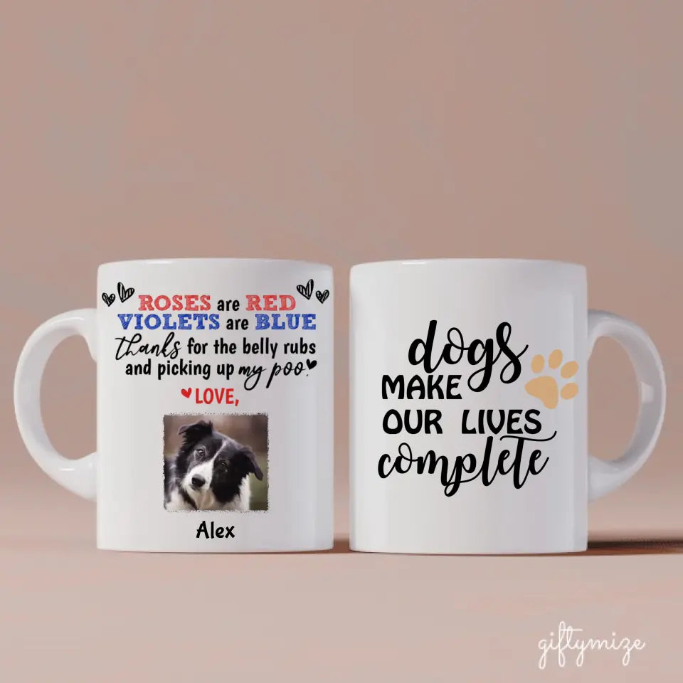 Rose Are Red Dog Quote Upload Photo Personalized Mug - Photo, quote, name can be customized