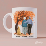 Dogs and Grandparents Personalized Mug - Name, skin, hair, dog, background, quote can be customized