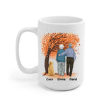 Dogs and Grandparents Personalized Mug - Name, skin, hair, dog, background, quote can be customized