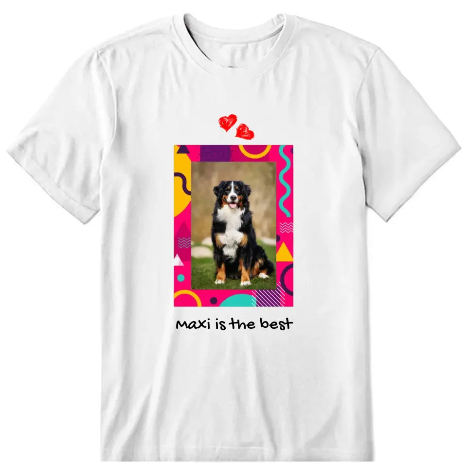 Dog Geometry Color Frame Personalized T-Shirt - Photo, text can be customized