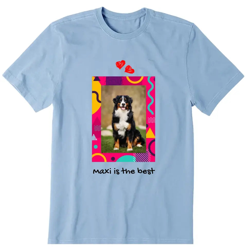 Dog Geometry Color Frame Personalized T-Shirt - Photo, text can be customized