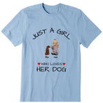 A Girl Who Loves Her Dog Personalized T-Shirt - Dog, name, skin, hair, top can be customized