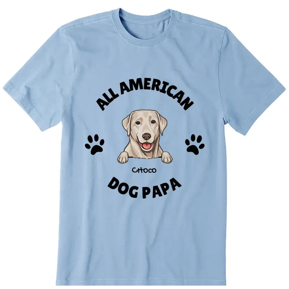 American Dog Papa Personalized T-Shirt - Dog, name can be customized