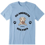 American Dog Papa Personalized T-Shirt - Dog, name can be customized