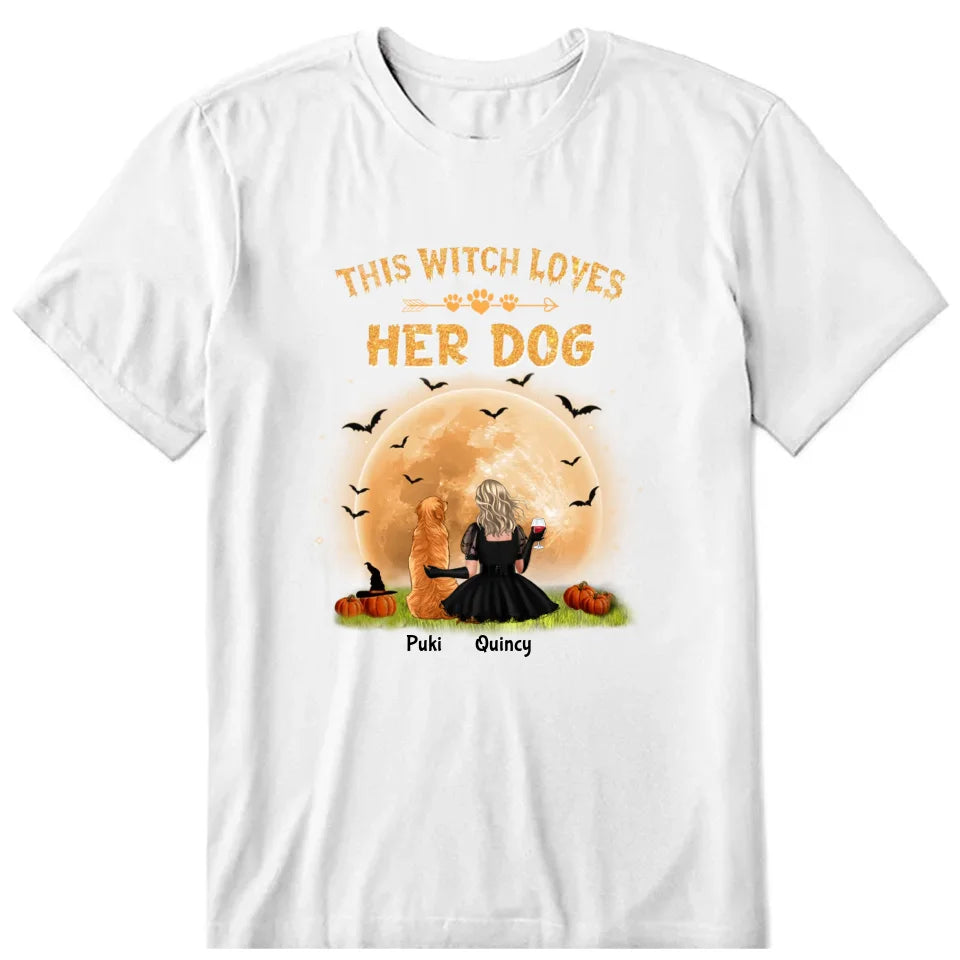 The Witch Love Dogs Personalized T-Shirt, Hoodie & Sweatshirt - Dog, name, skin, dress, hair, can be customized