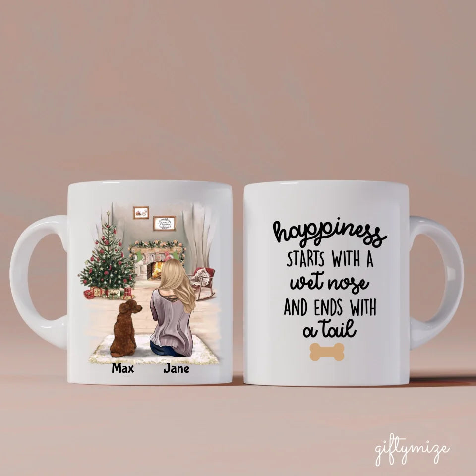 Girl and Dogs Personalized Mug - Name, skin, hair, dog, background, quote can be customized