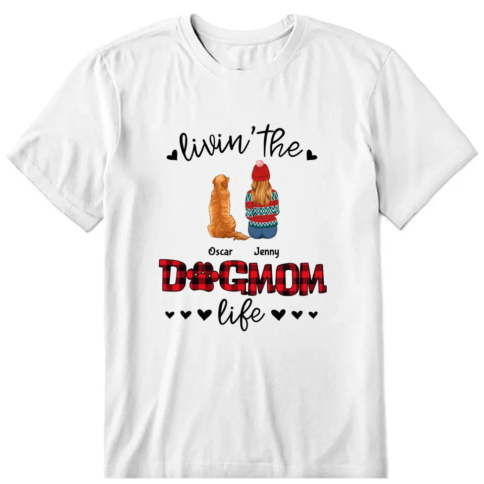 Living The Dog Mom Life Personalized T-Shirt, Hoodie & Sweatshirt - Name, skin, hair, dog, can be customized