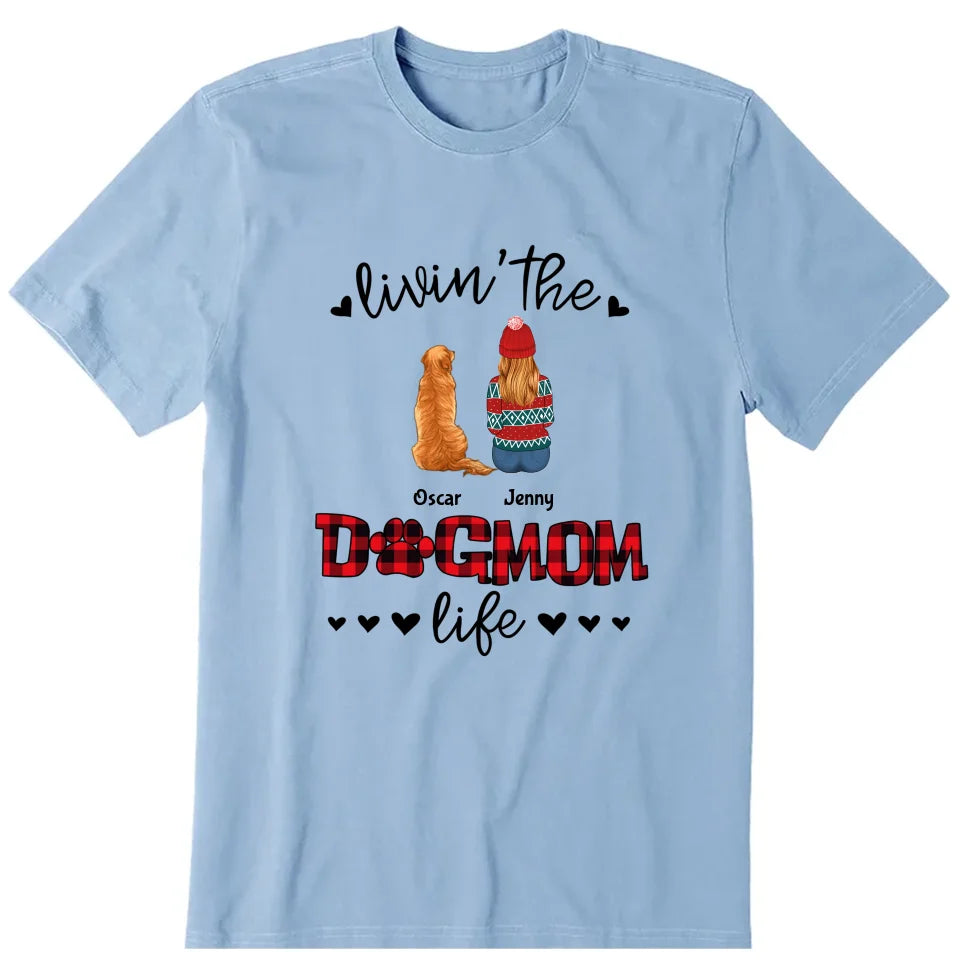 Living The Dog Mom Life Personalized T-Shirt, Hoodie & Sweatshirt - Name, skin, hair, dog, can be customized