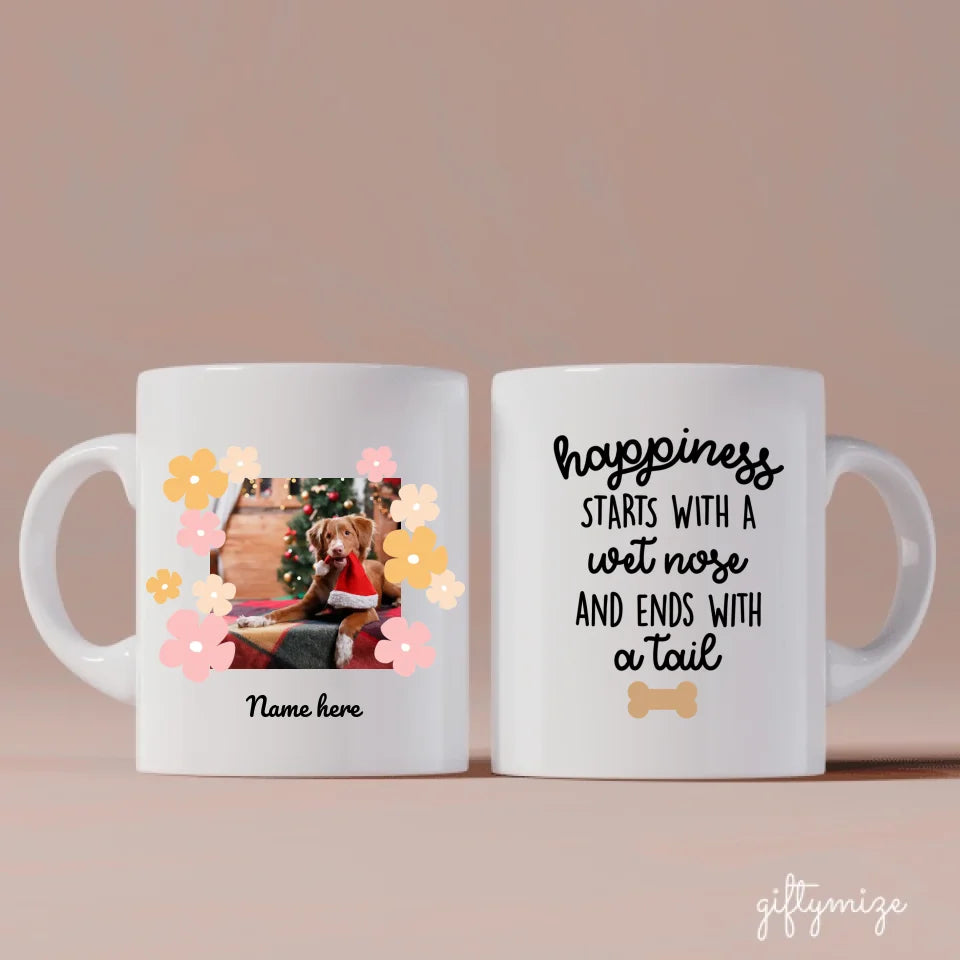 Lovely Flower Dog Christmas Personalized Mug - Name, photo, quote can be customized