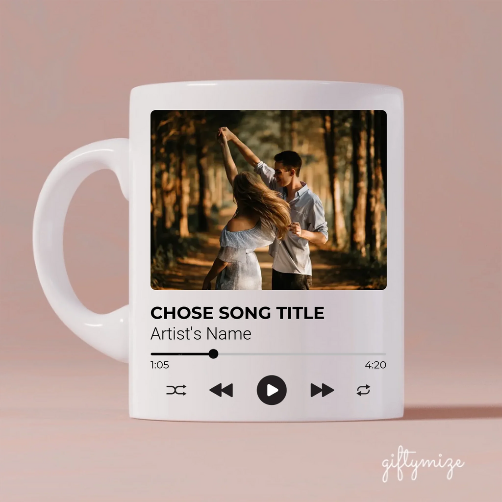 The Moment With Your Favorite Song Personalized Mug - Photo, song, song name, artist, song duration can be customized