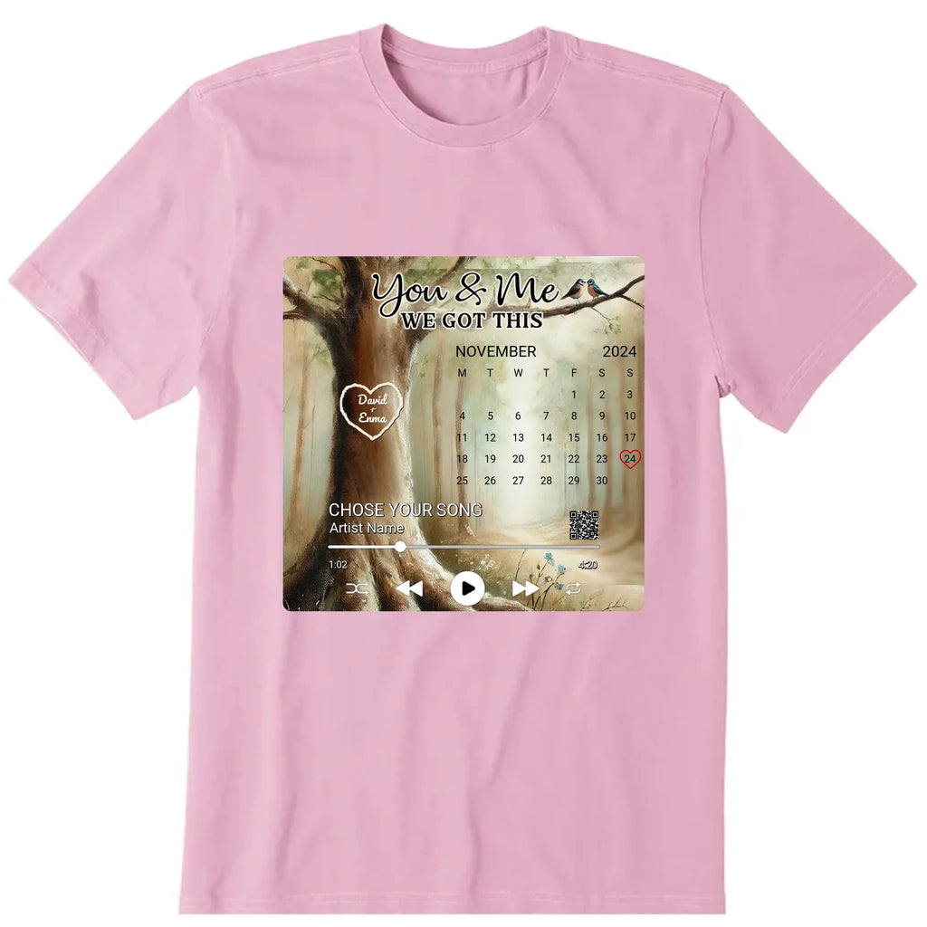 Tree Of Love Personalized T-Shirt, Hoodie & Sweatshirt - Calender, name, song, song name, artist name, duration can be customized