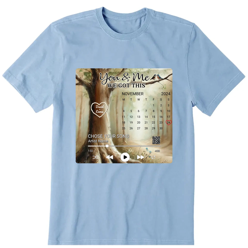 Tree Of Love Personalized T-Shirt, Hoodie & Sweatshirt - Calender, name, song, song name, artist name, duration can be customized