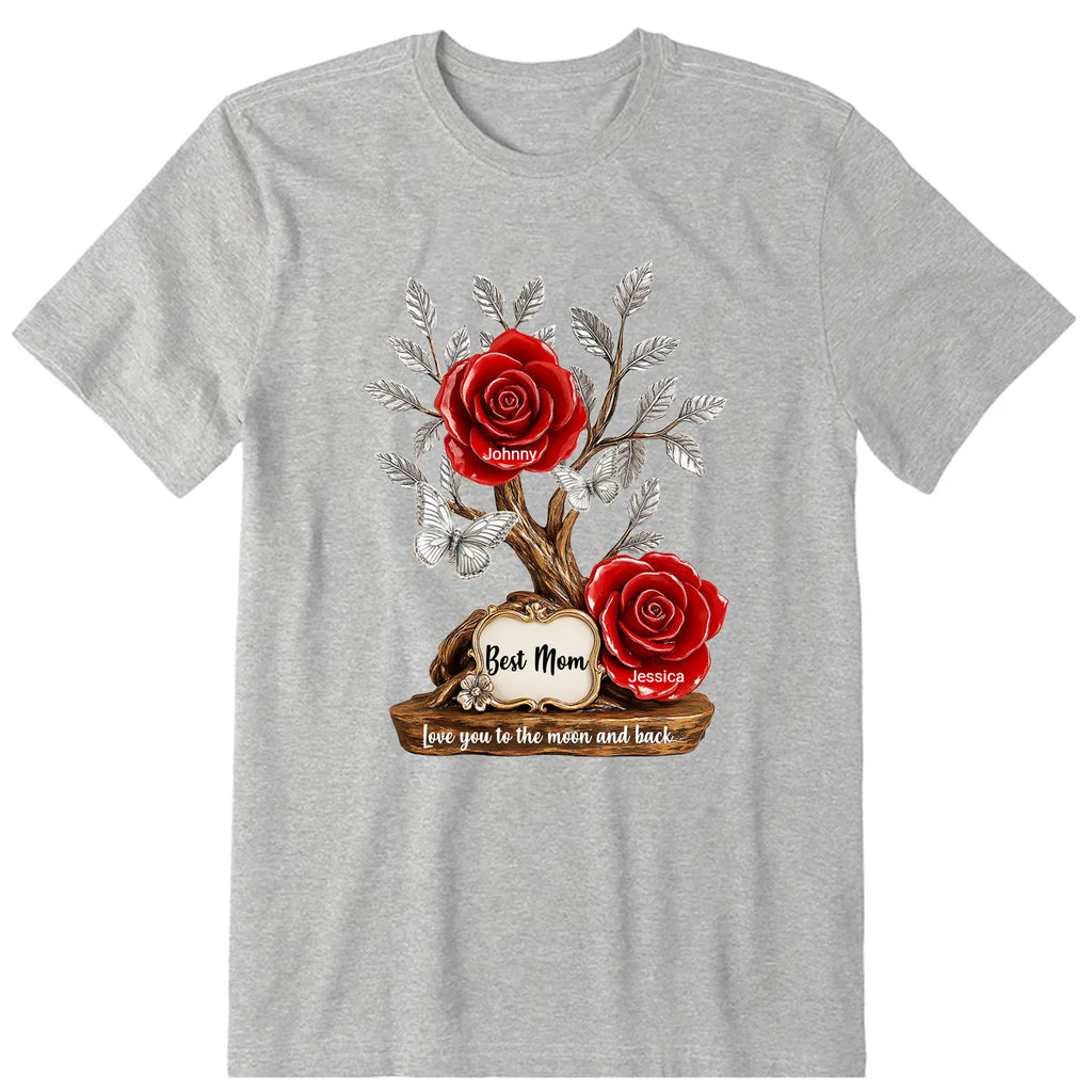 Family On Rose Tree Personalized T-Shirt, Hoodie & Sweatshirt - Name, text, quote can be customized