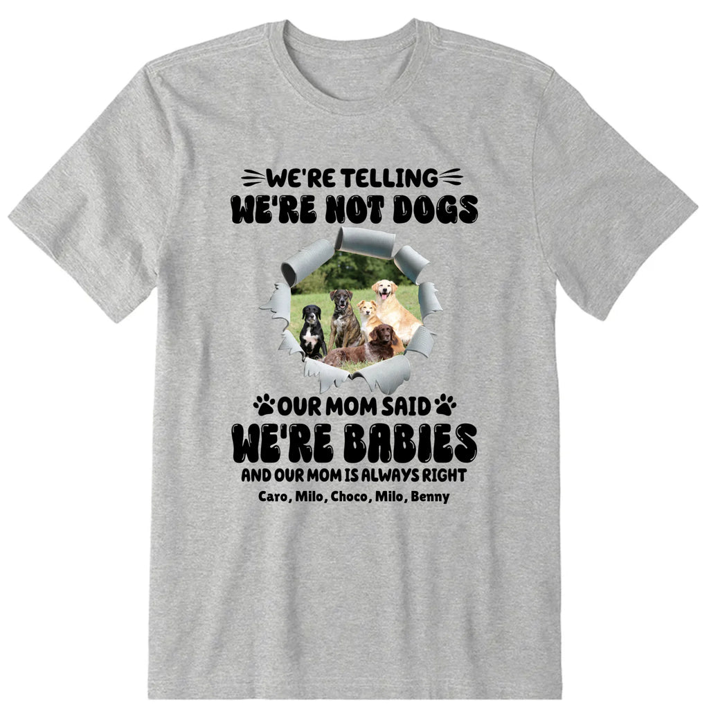 We're Not Dogs We're Babies Personalized T-Shirt, Hoodies & Sweatshirt - Photo, dog name can be customized