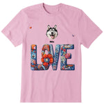 Love Flower Pattern Personalized T-Shirt, Hoodies & Sweatshirt - Photo, dog name can be customized